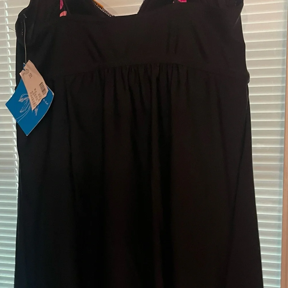 Floral Black Dress with Pink and Orange Accents swimsuit